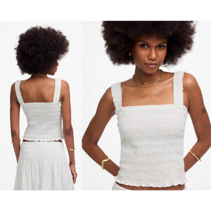 Madewell | NWT Poplin Smocked Tank in White | Sz L